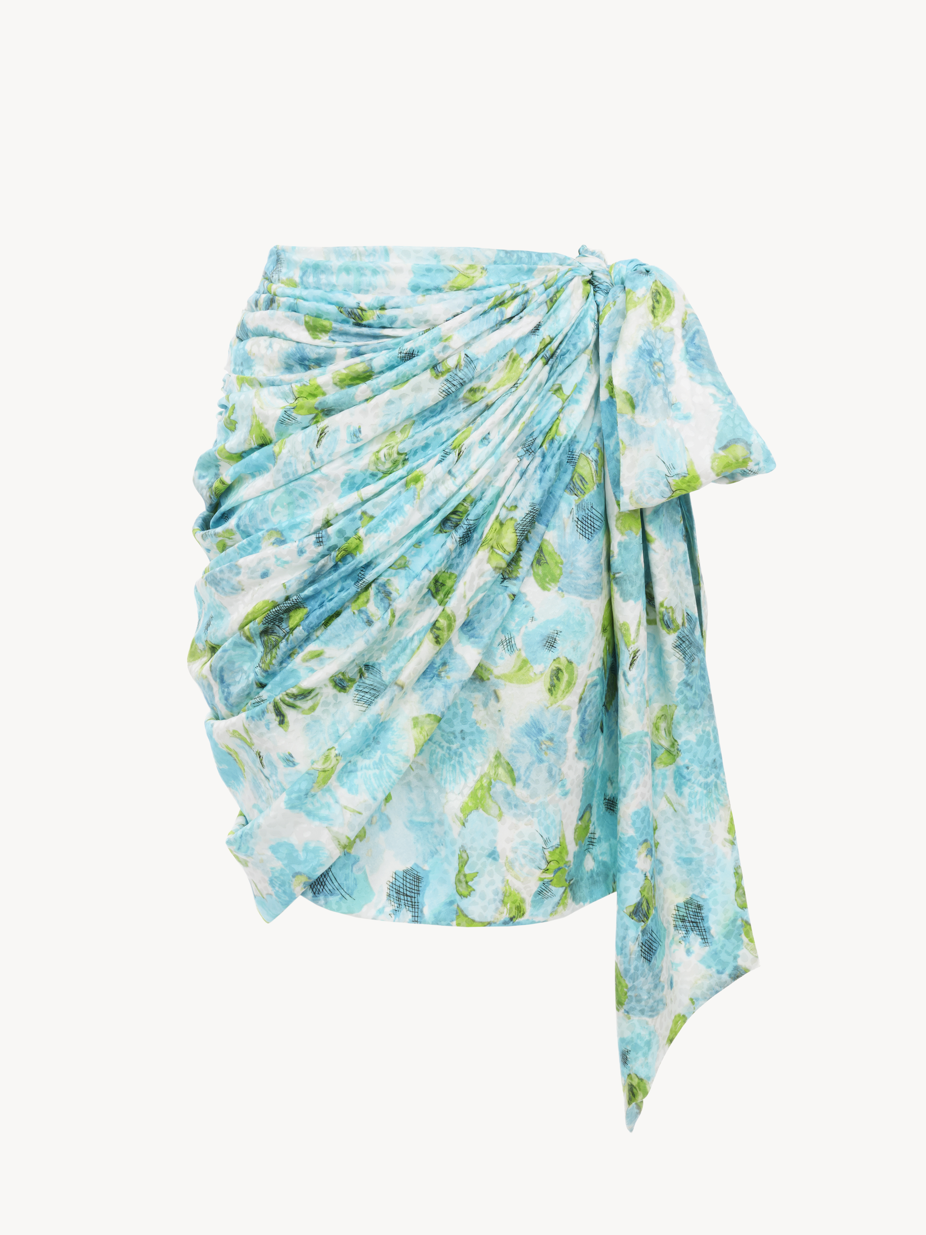 Short wrap skirt in silk jacquard