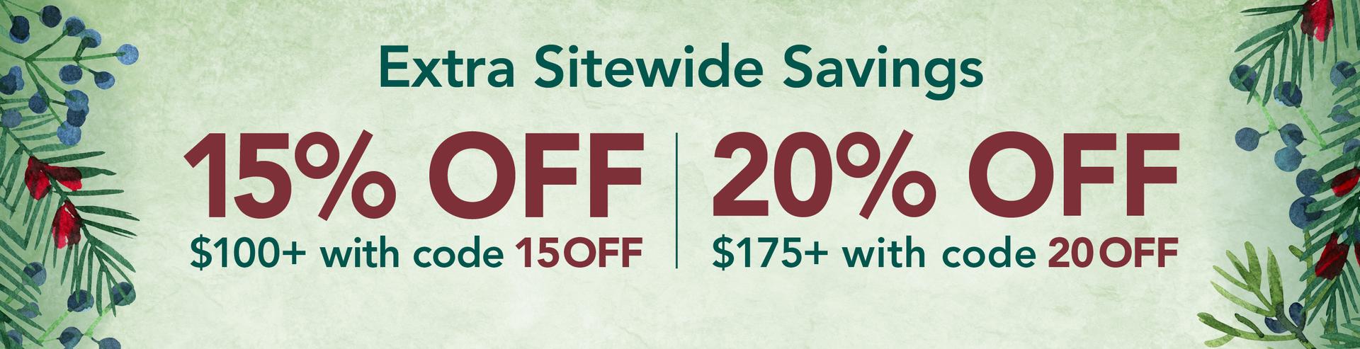 Save an extra 20% off orders $175+ with code 20OFF or an extra 15% off orders of $100+with code 15OFF