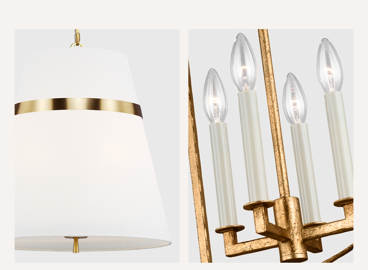 Close ups of the Cordtlandt Pendant and Thayer Lantern