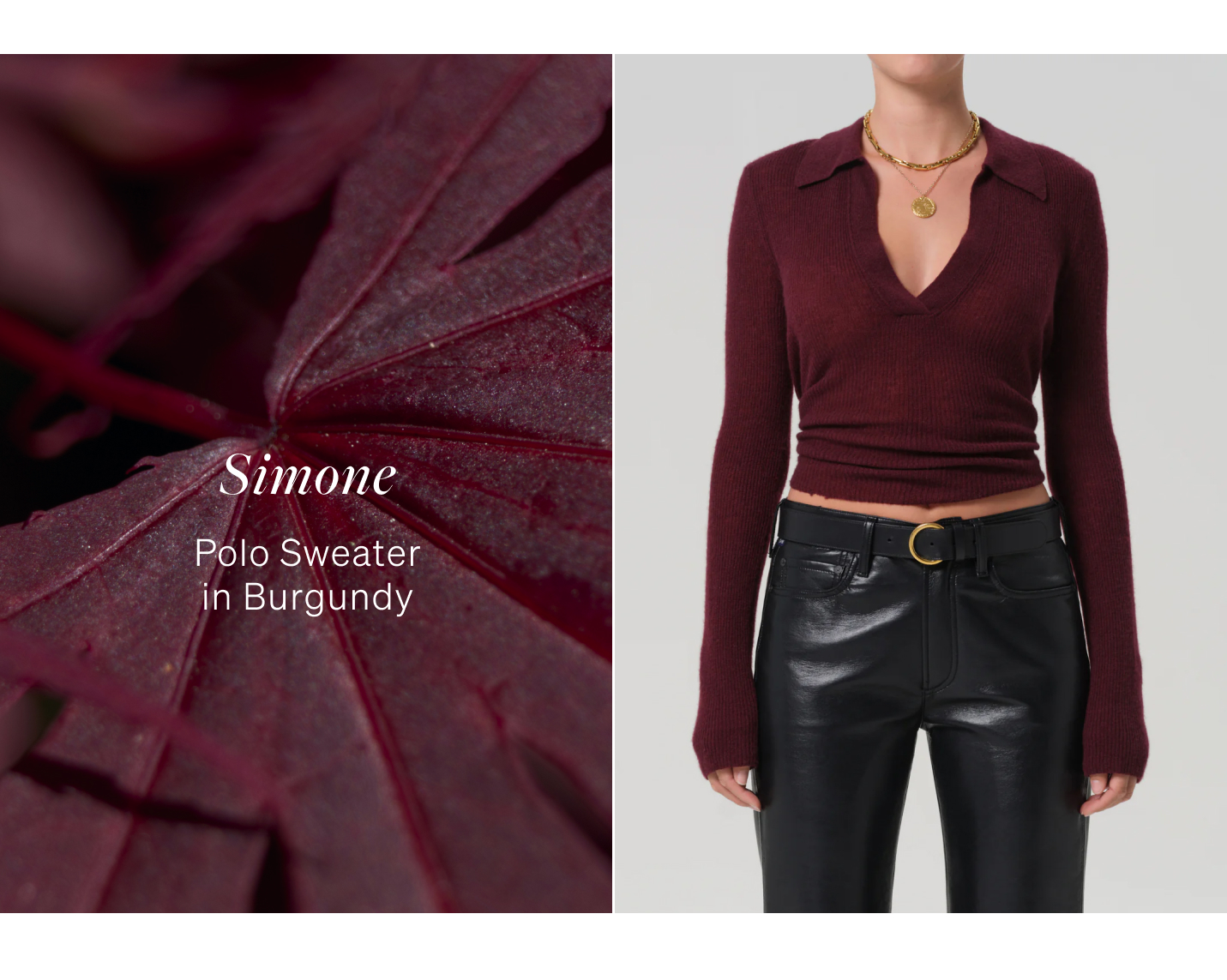 Shop the Simone Polo Sweater in Burgundy
