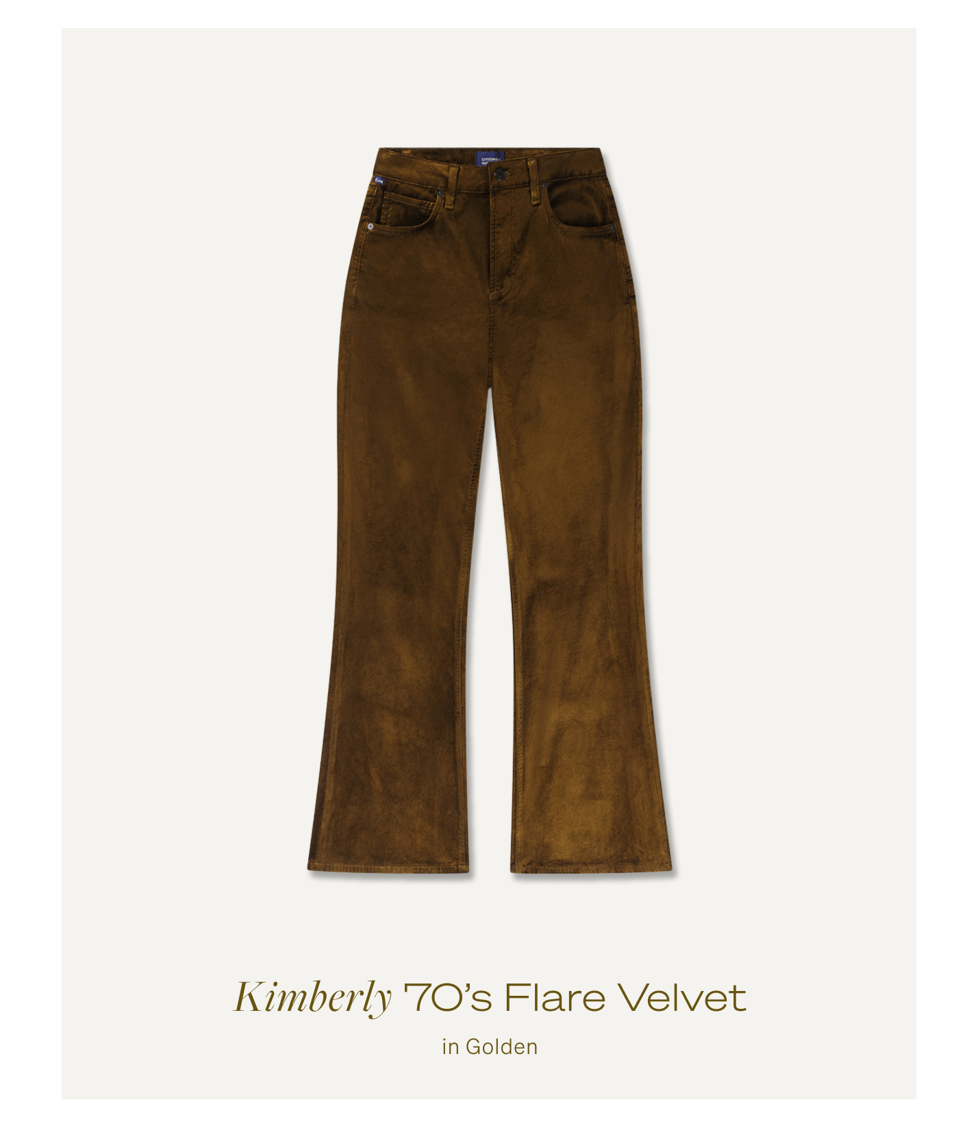 Shop the Kimberly 70's Flare Velvet in Golden