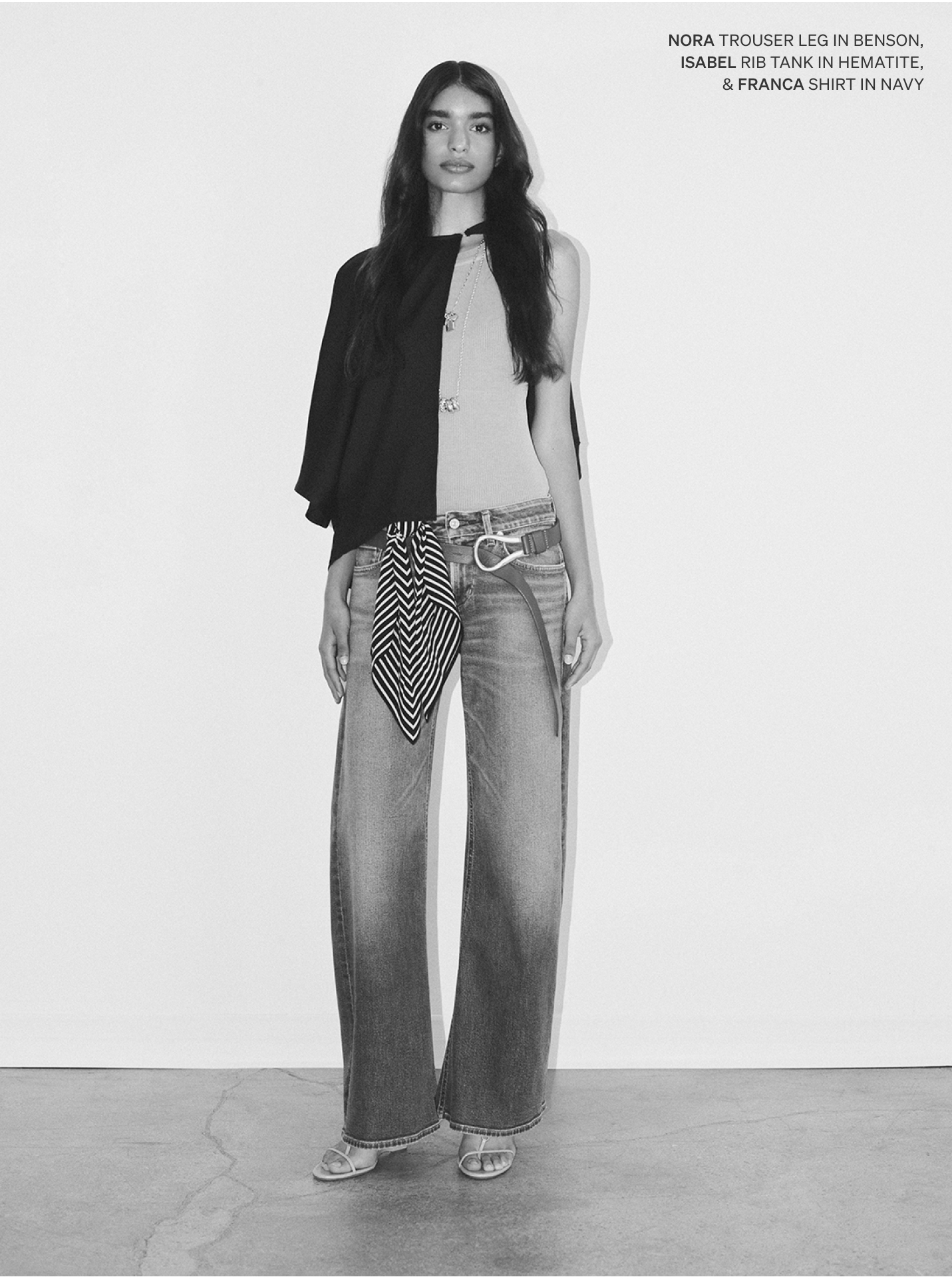 Shop the Nora Trouser, Isabel Rib Tank, & Franca Shirt