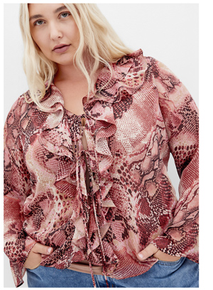 Shop the Vivid Ruffle Snake Print Top