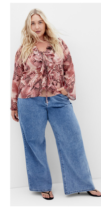Shop the Vivid Ruffle Snake Print Top