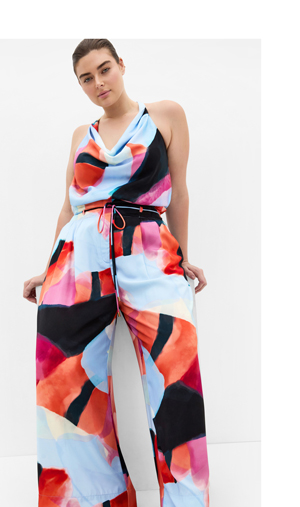 Shop the Chloe Aspect Print Cowl Neck Top
