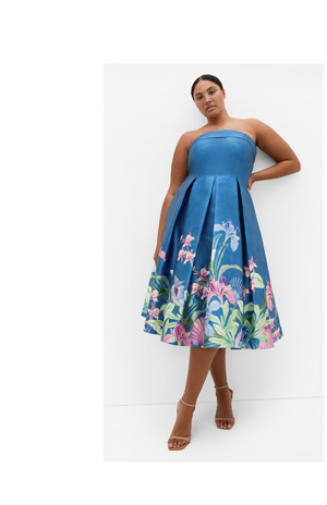 Shop the Tiffany Bloom Strapless Midi Dress
