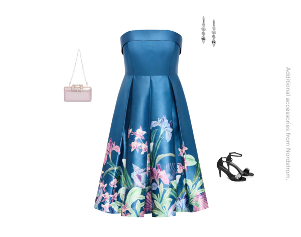Shop the Tiffany Bloom Strapless Midi Dress