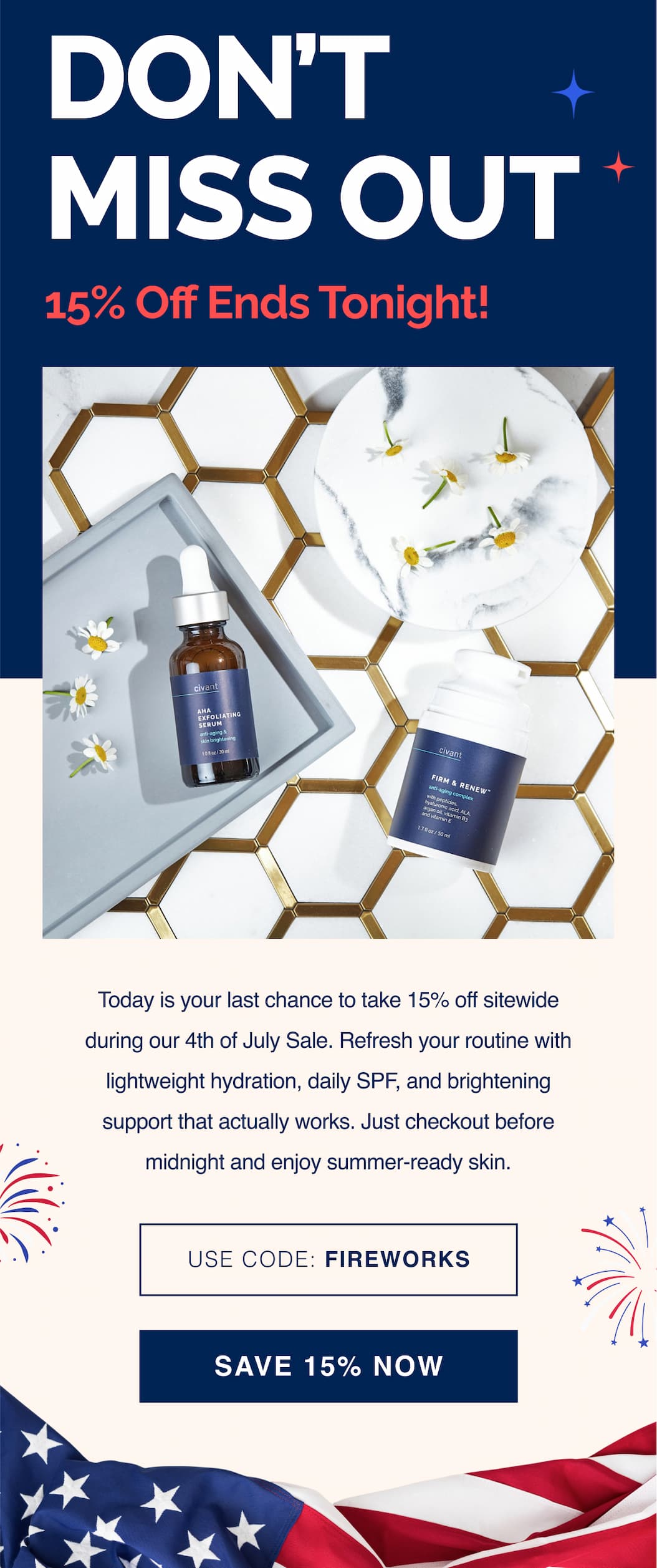 15% Off Ends Tonight