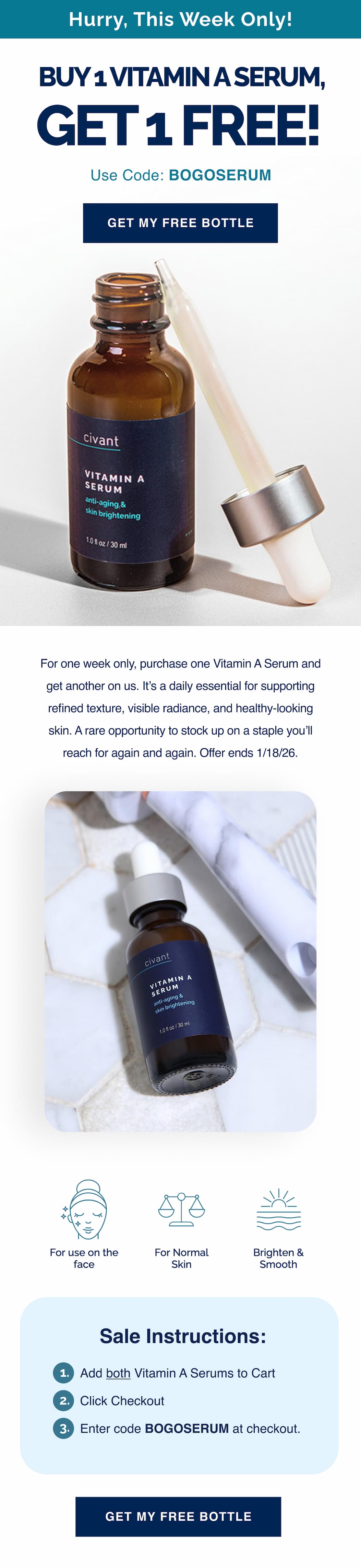 Buy 1 Vitamin A Serum, Get 1 Free