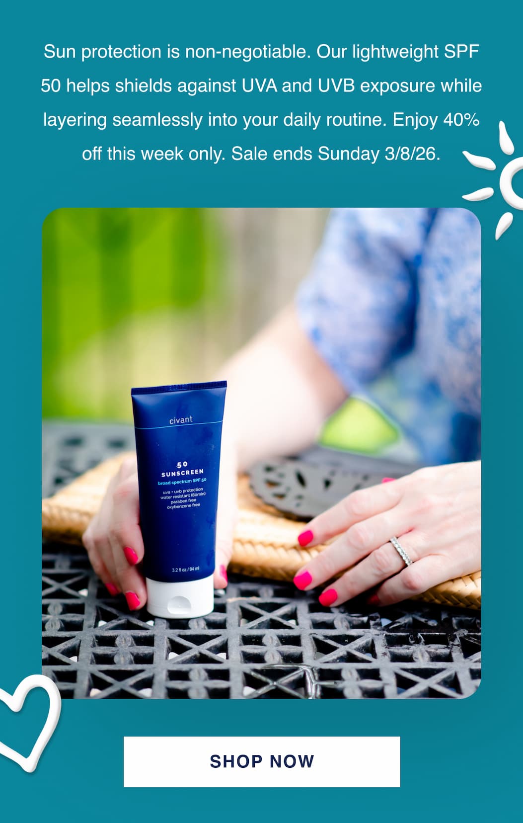 40% off sunscreen - this week only