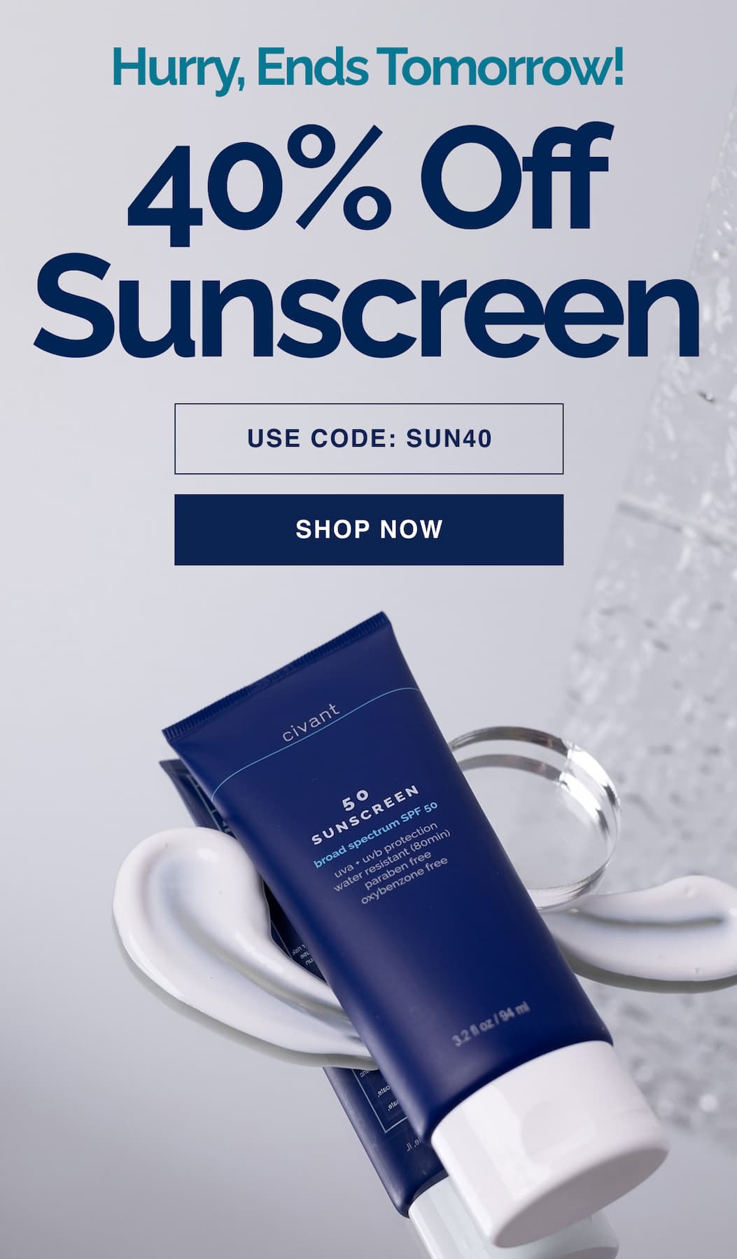 40% off sunscreen - last call