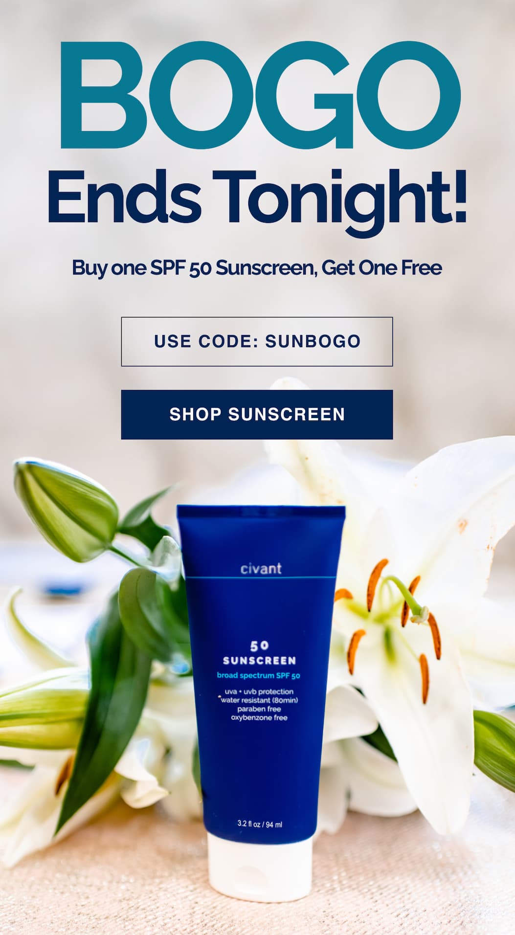 BOGO sunscreen - ends tonight!