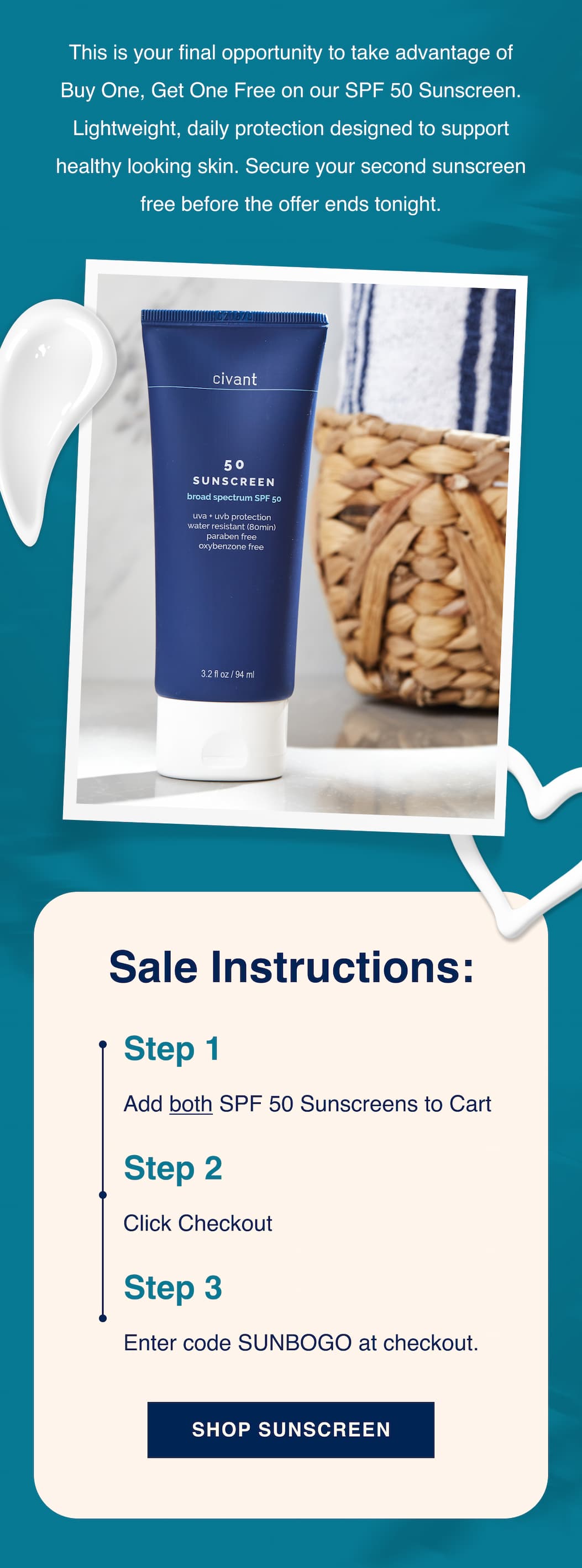 BOGO Sunscreen - this week only