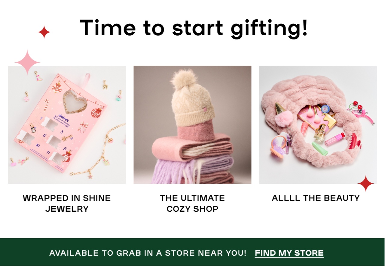 Time to start gifting! - Wrapped in Shine Jewelry - The ultimate cozy shop - All the beauty - Find a store near you 