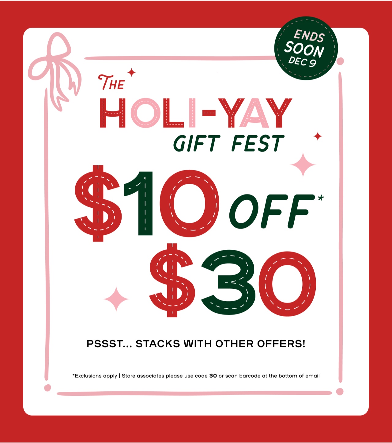 The Holi- YAY gift Test- $10Off $30  psst... Stacks with other offers - Ends Soon Dec 9