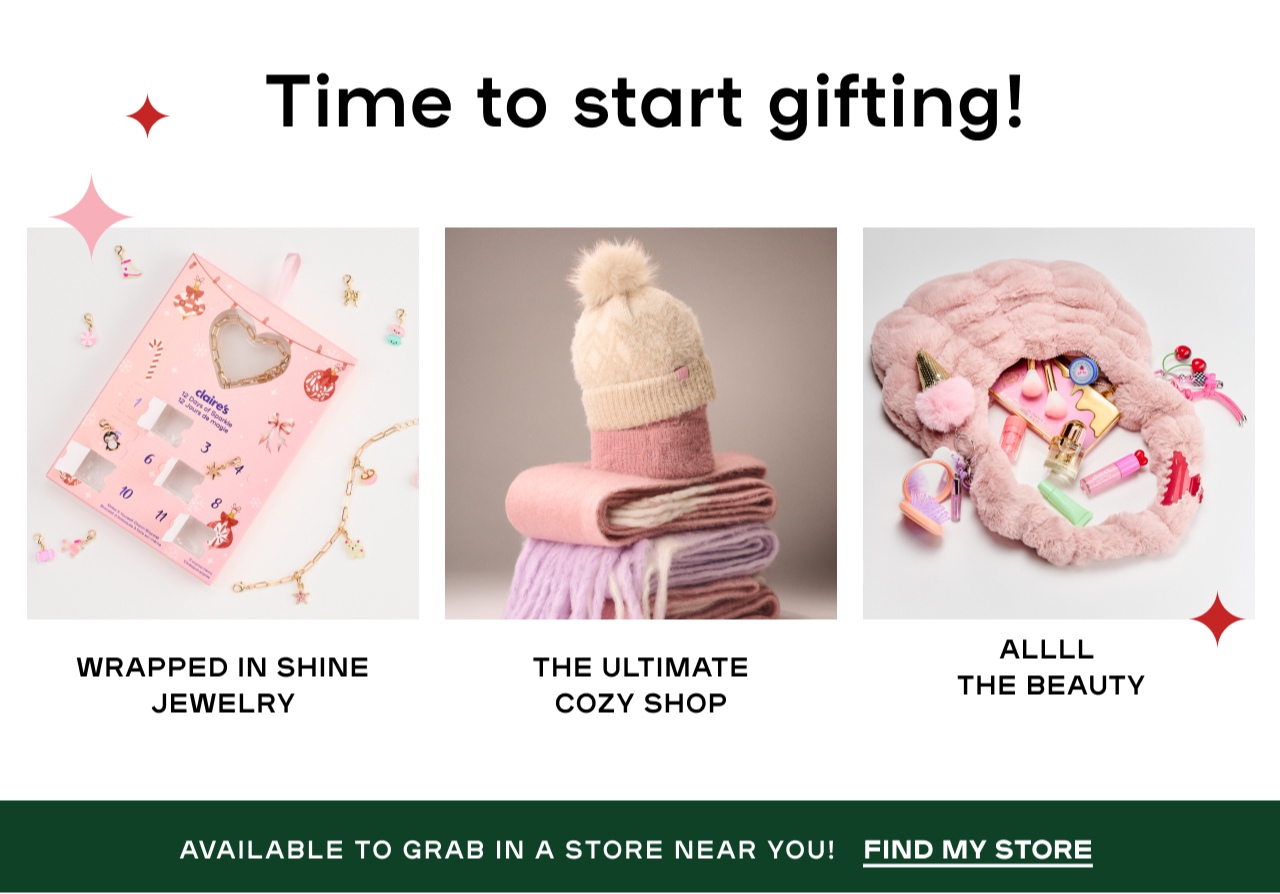 Time to Start gifting! Wrapped in shine jewelry - The ultimate cozy shop -All the beauty - Available to grab in sotre  near you! find my store