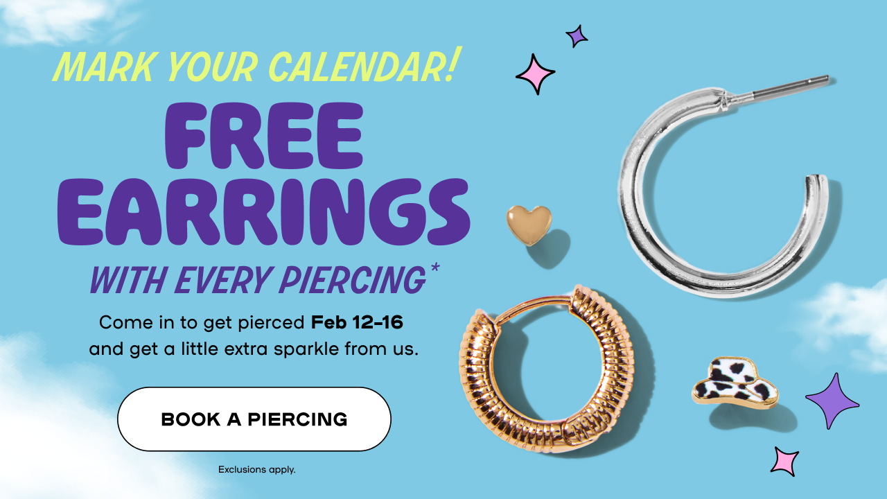 Mark Your Calendar! Free Earrings with Every Piercing