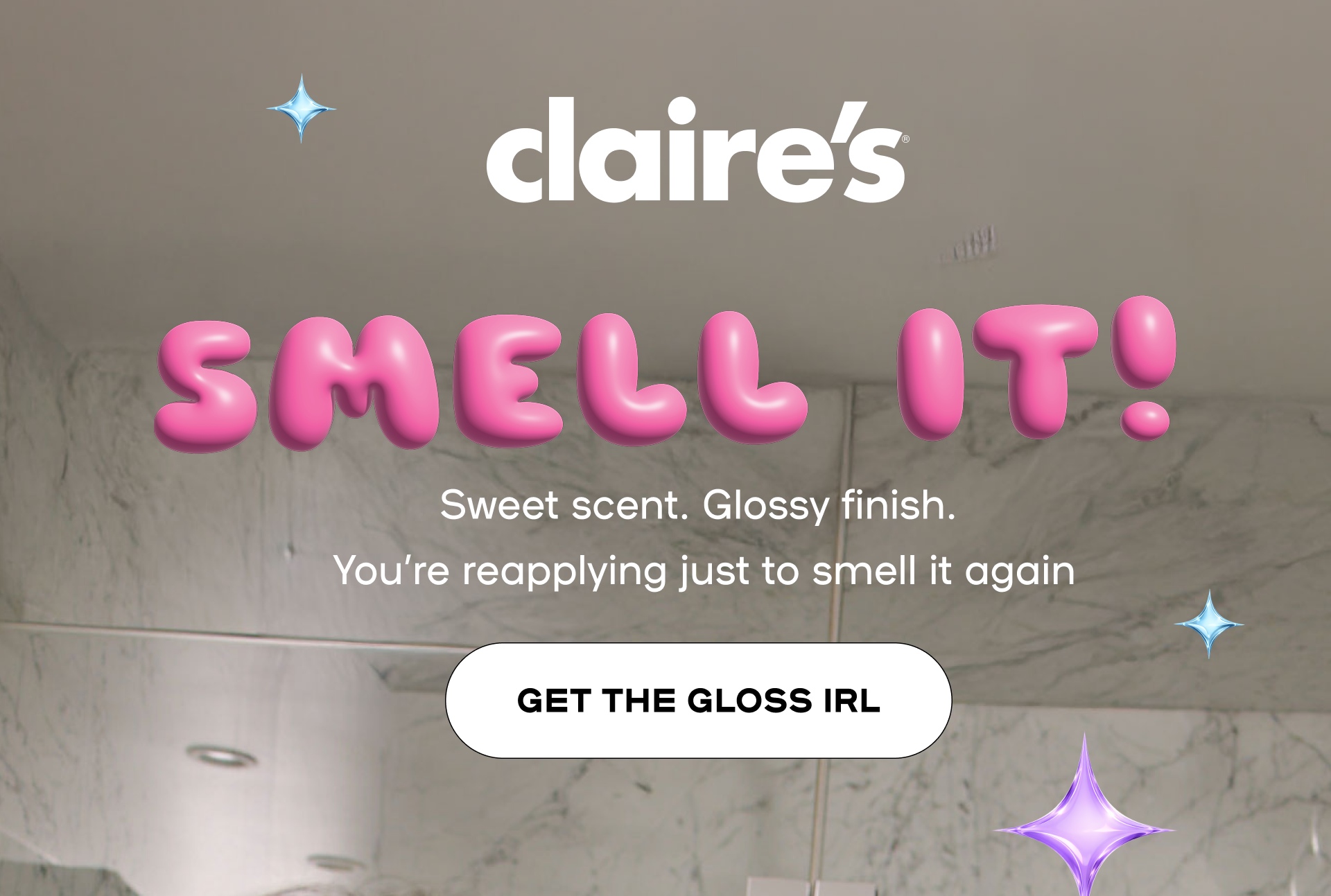 Sweet scent. Glossy finish. Get the gloss IRL