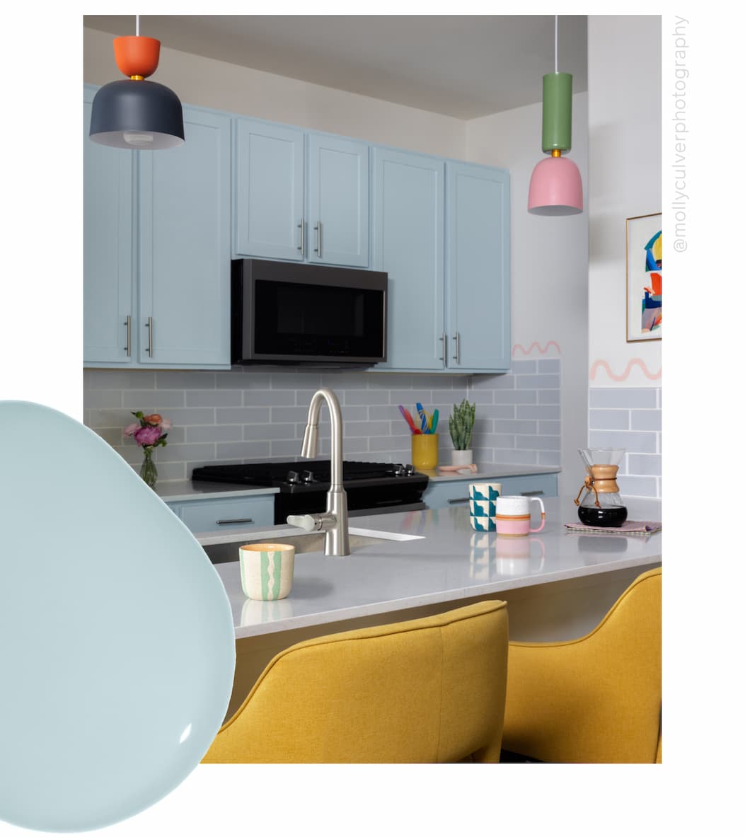 Kitchen featuring Nairobi Blue cabinets