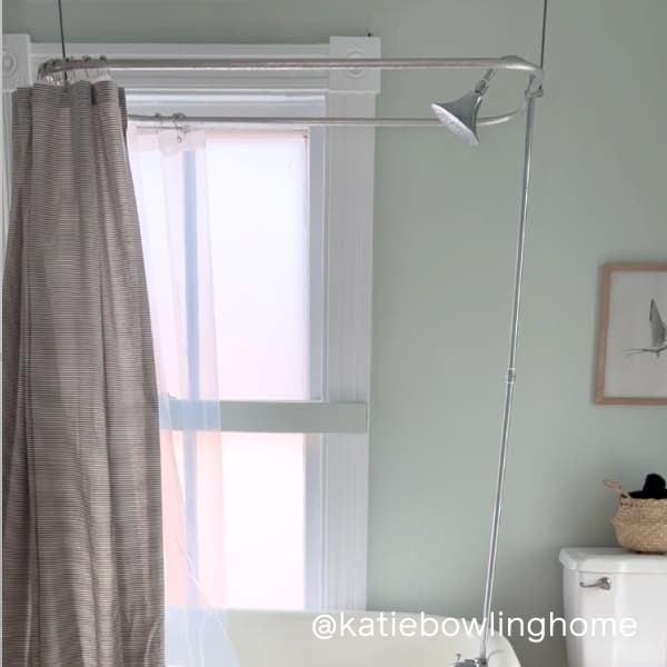 Bathroom painted in Rain Check paint color