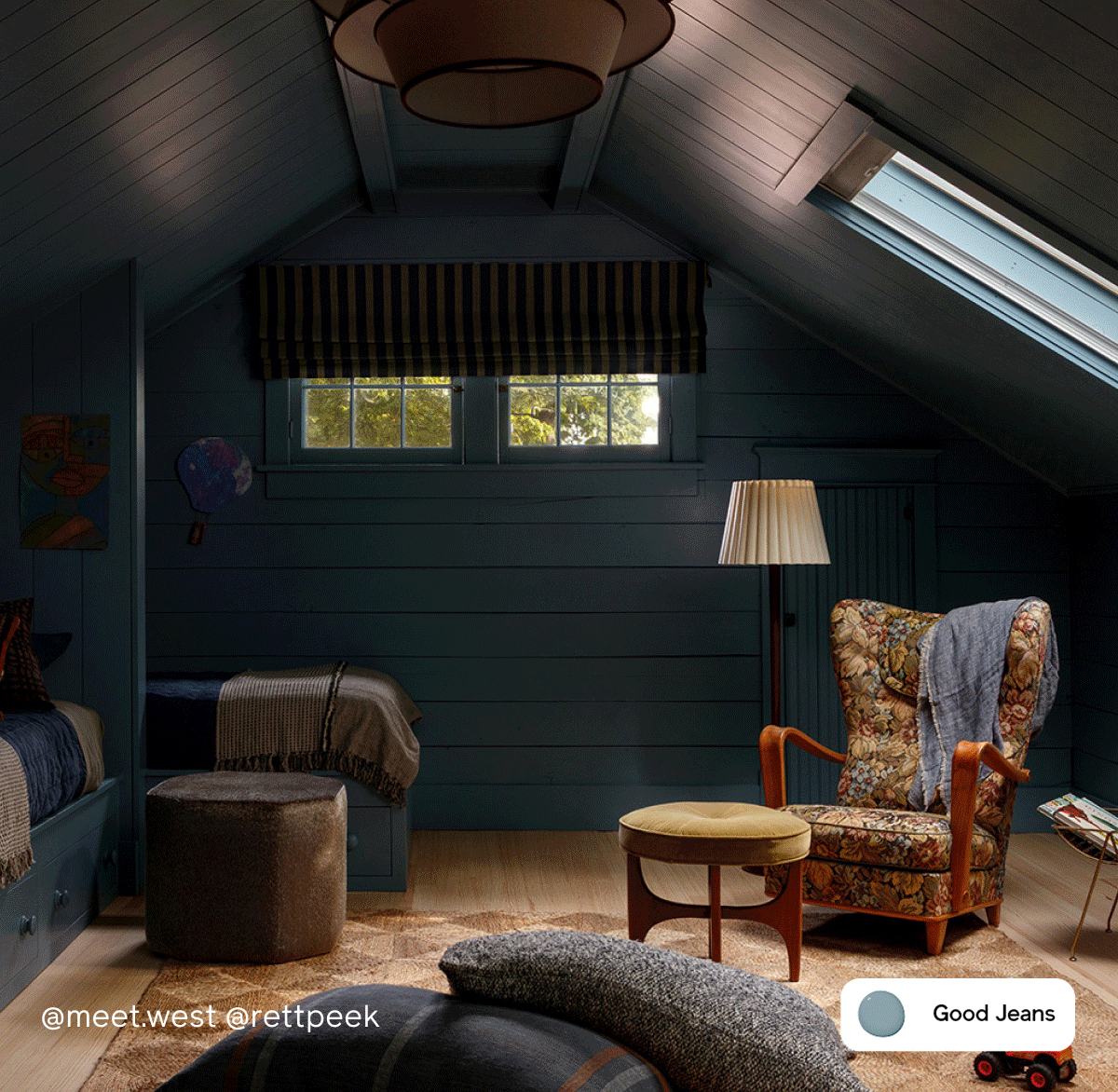Gif of Clare painted spaces featuring Timeless, Good Jeans and Headspace