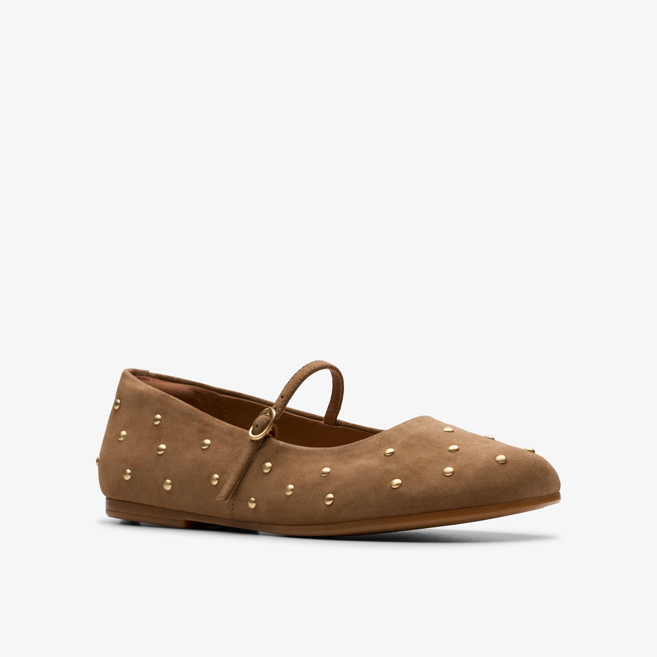 Shop Livia Stud Walnut Suede