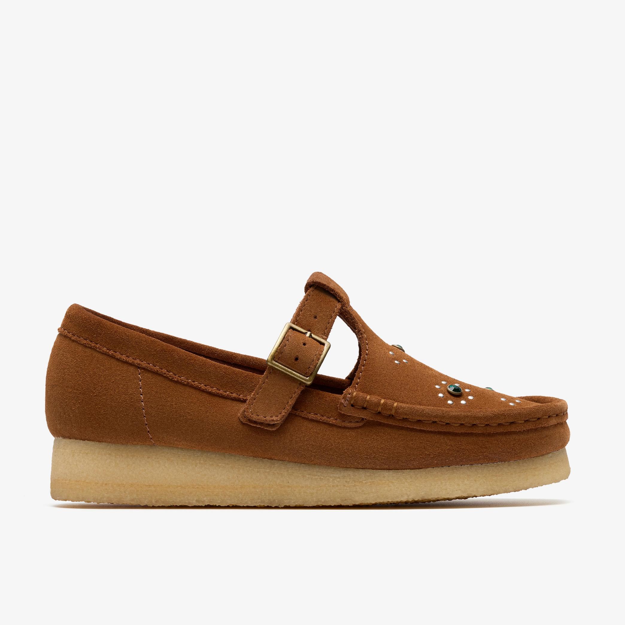Shop Wallabee T Bar Brown/Orange Suede