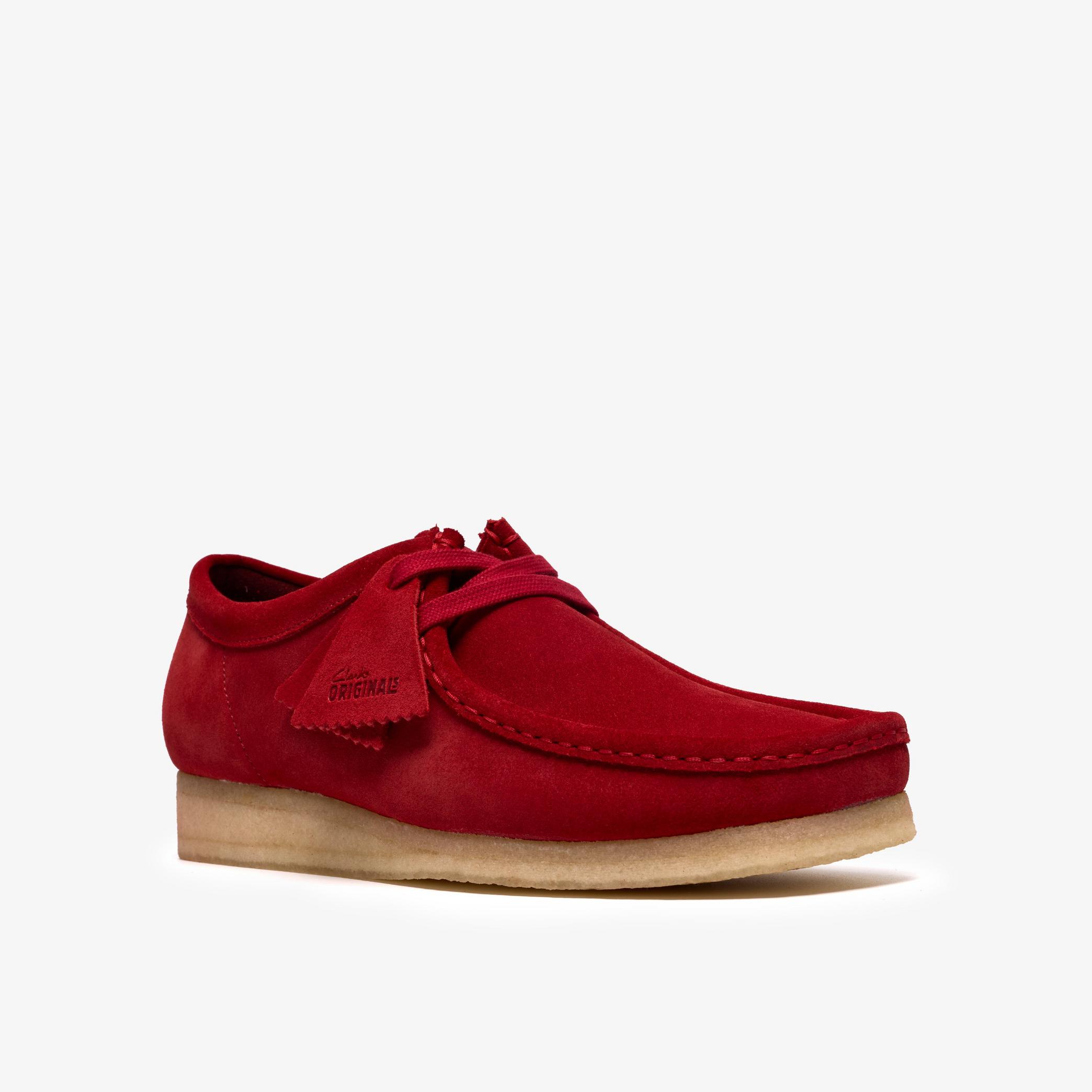 Shop Wallabee Deep Red Suede