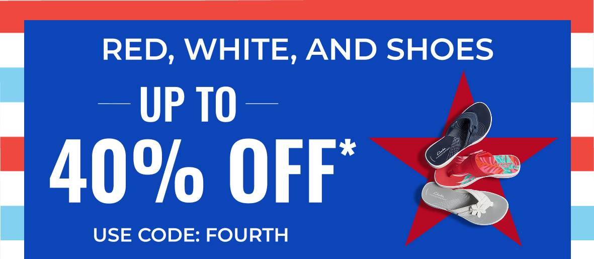 RED, WHITE, AND SHOES | Up to 40% off Use Code: FOURTH | Shop Now