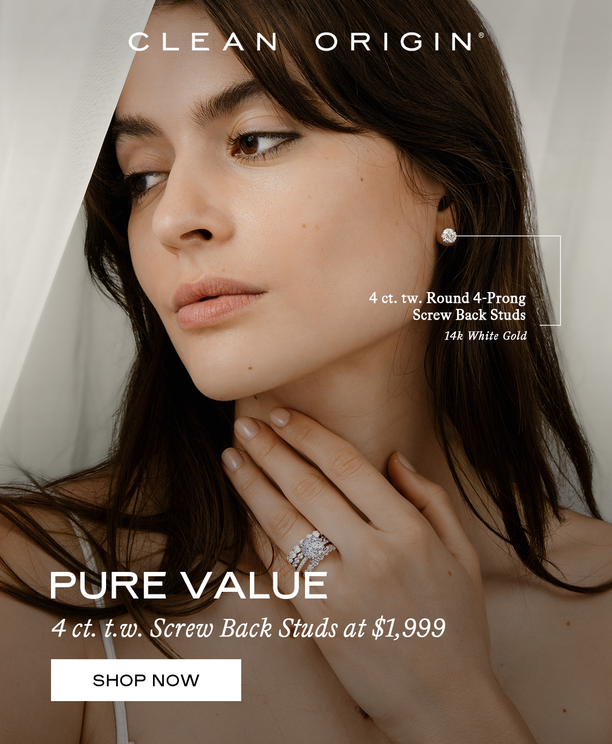 PURE VALUE - 4 ct. t.w. Screw Back Studs at $1,999