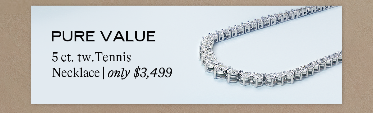 Pure Value: 5 ct. tw. Round Graduated Riviera Tennis Necklace in 14k White Gold