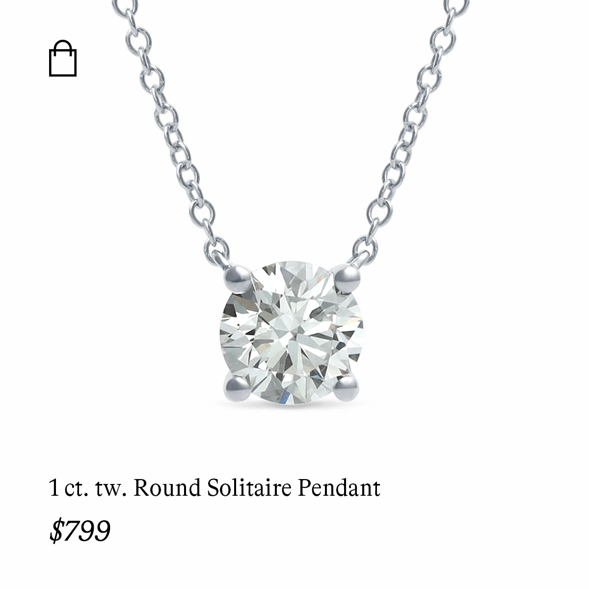 1 ct. tw. Round Solitaire Pendant in 14k White Gold