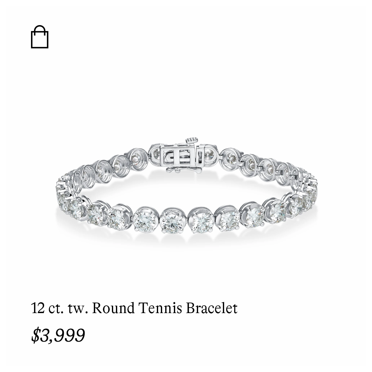 12 ct. tw. Round Lab Grown Diamond Tennis Bracelet in 14k White Gold