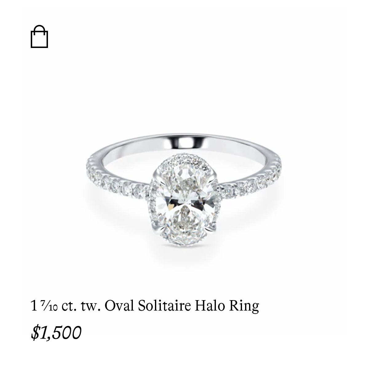 1 7/10 ct. tw. Oval Solitaire Halo Ring in 14k White Gold