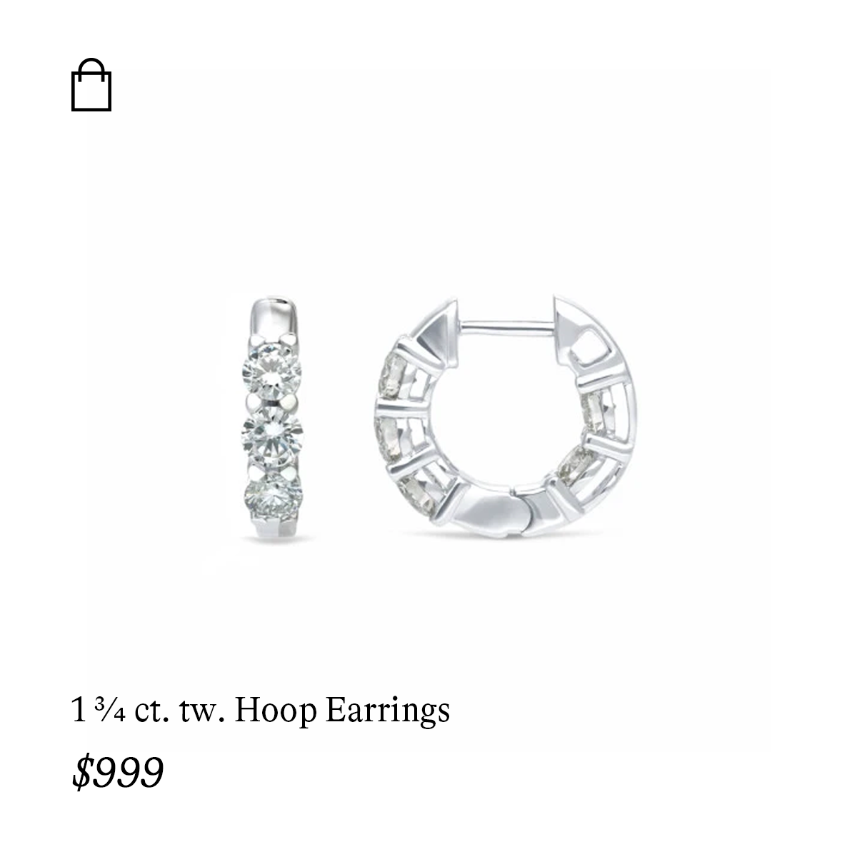 1 3/4 ct. tw. Round Lab Grown Diamond Hoop Earrings in 14k White Gold