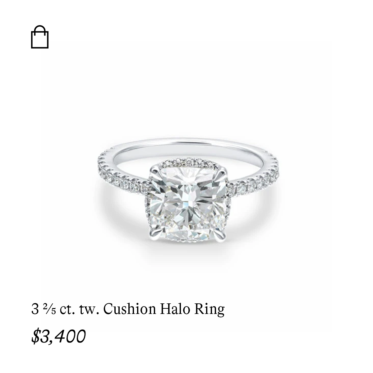 3 2/5 ct. tw. Cushion Halo Ring in 14k White Gold
