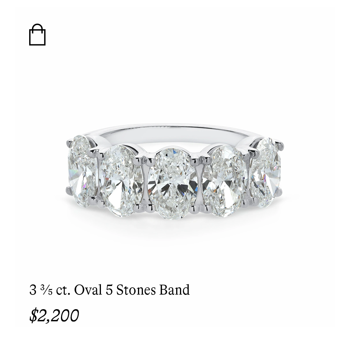 3 3/5 ct. Oval 5 Stones Band in 14k White Gold