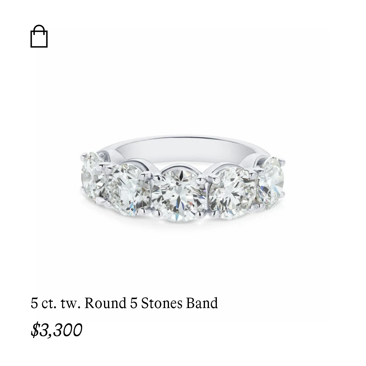 5 ct. tw. Round 5 Stones Band in 14k White Gold