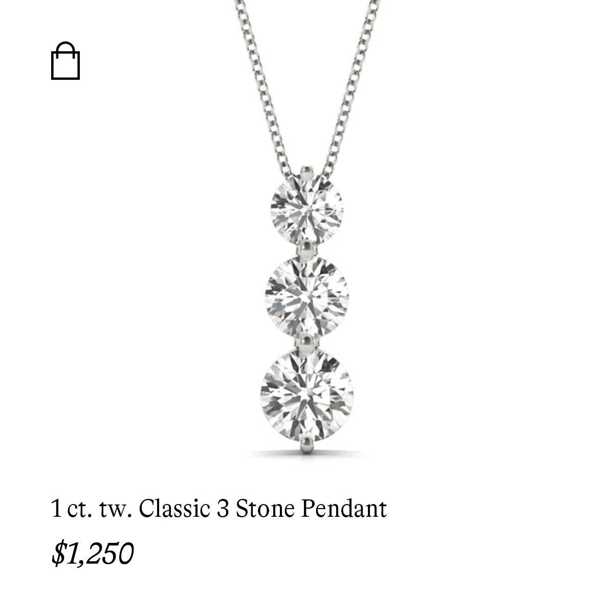 1 ct. tw. Classic 3 Stone Pendant