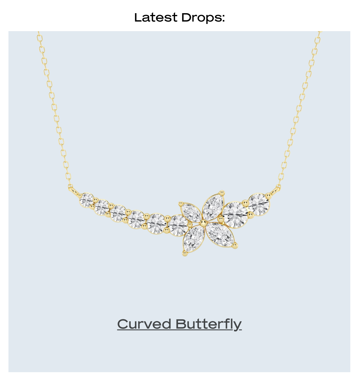Marquise Curved Butterfly Fashion Necklace