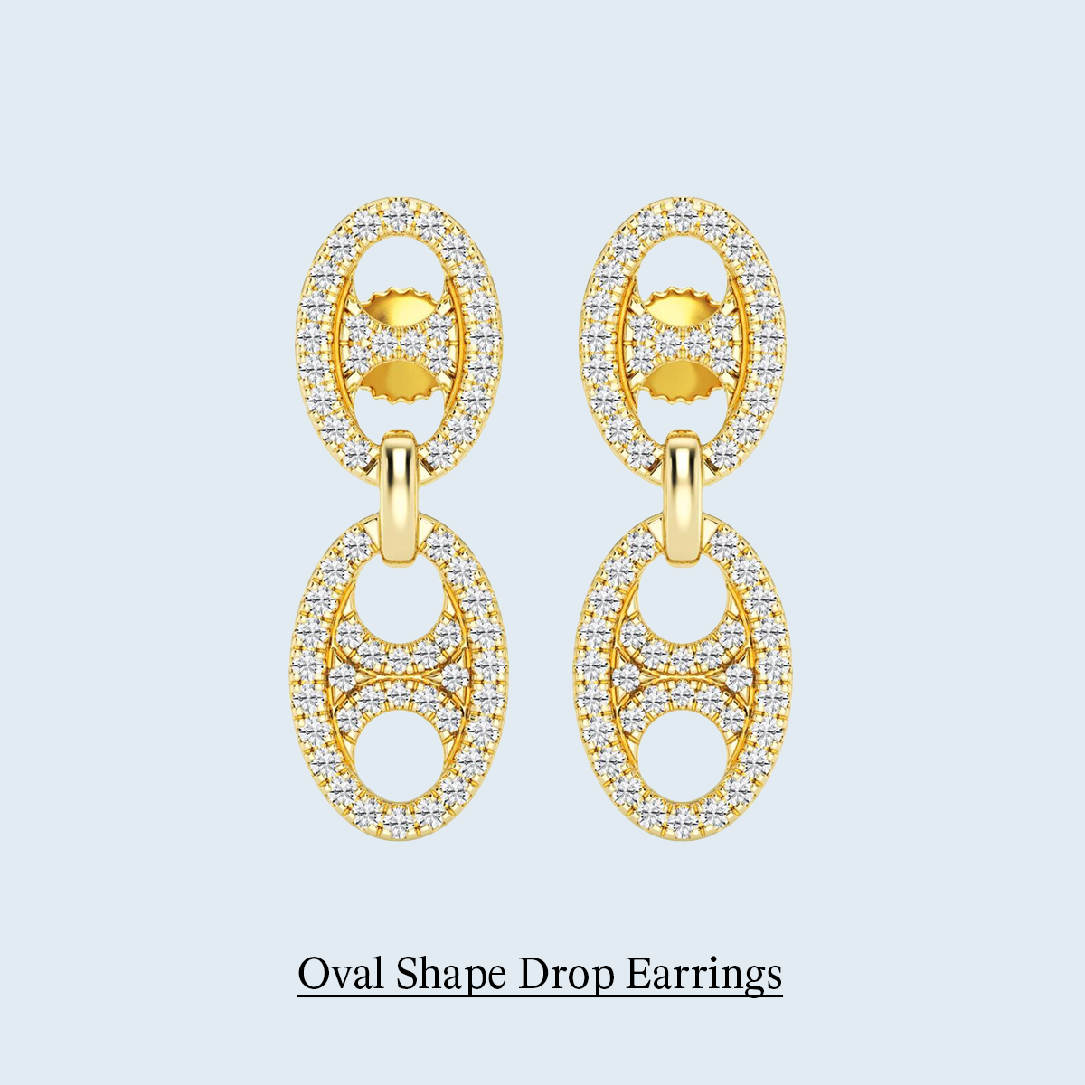 Round Oval Shape Drop Earrings