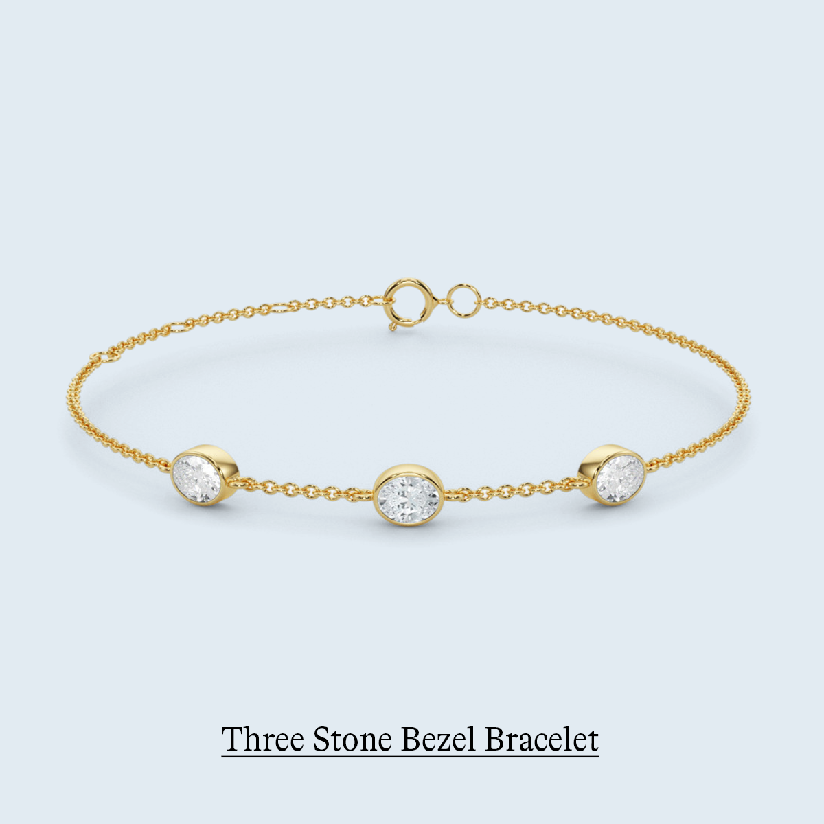 Three Stone Oval Bezel Station Bracelet