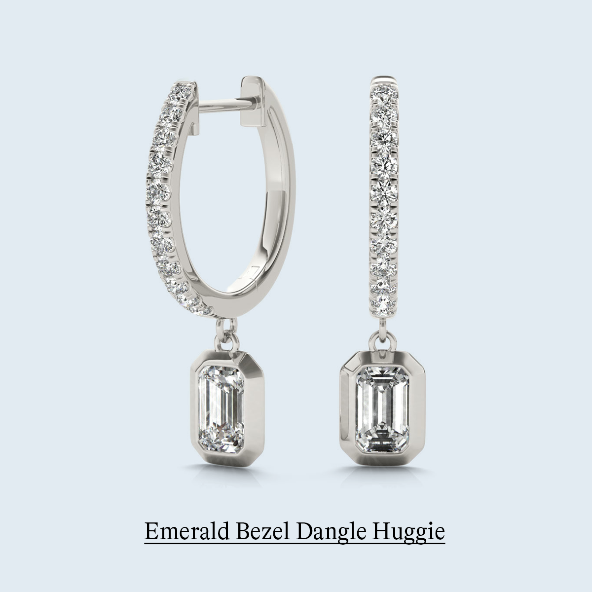 5/8 ct. tw. Emerald Bezel Dangle Huggie