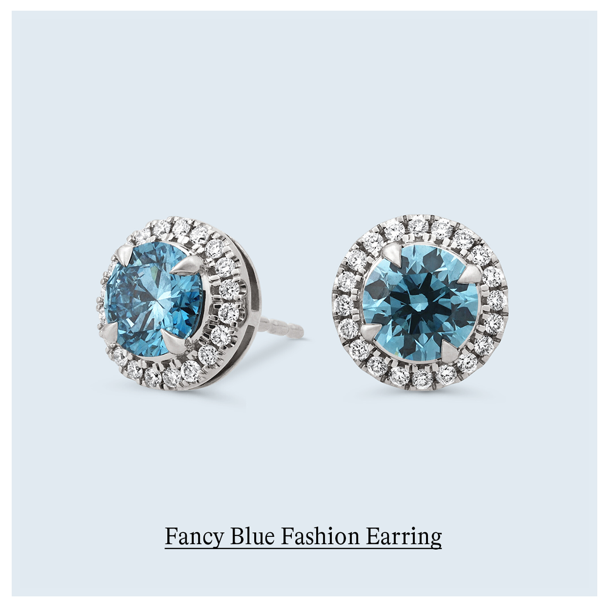 2 1/5 ct. tw. Fancy Blue Round Fashion Earring in 14k White Gold