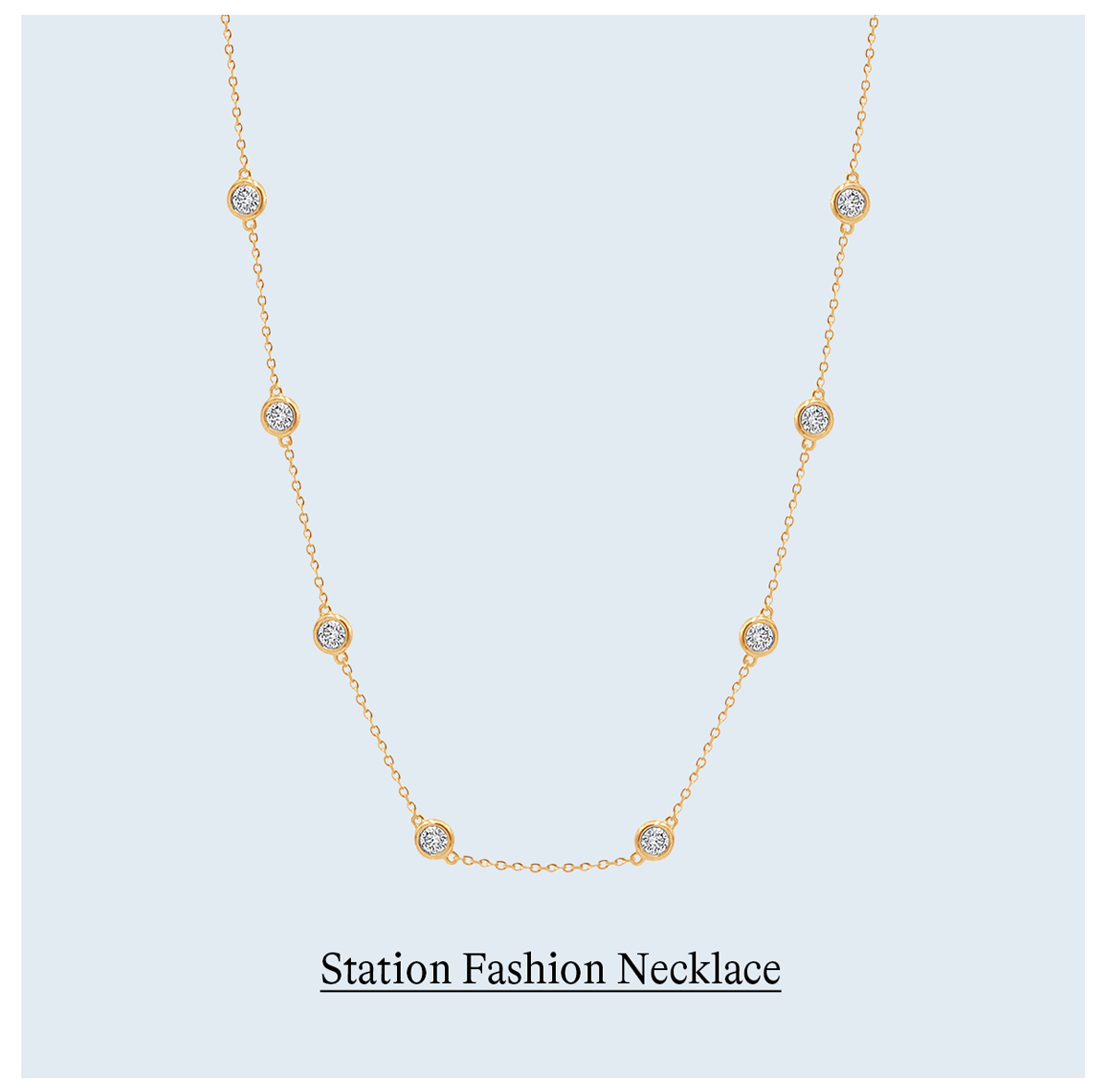 2 ct. tw. Round Station Fashion Necklace in 14k Yellow Gold