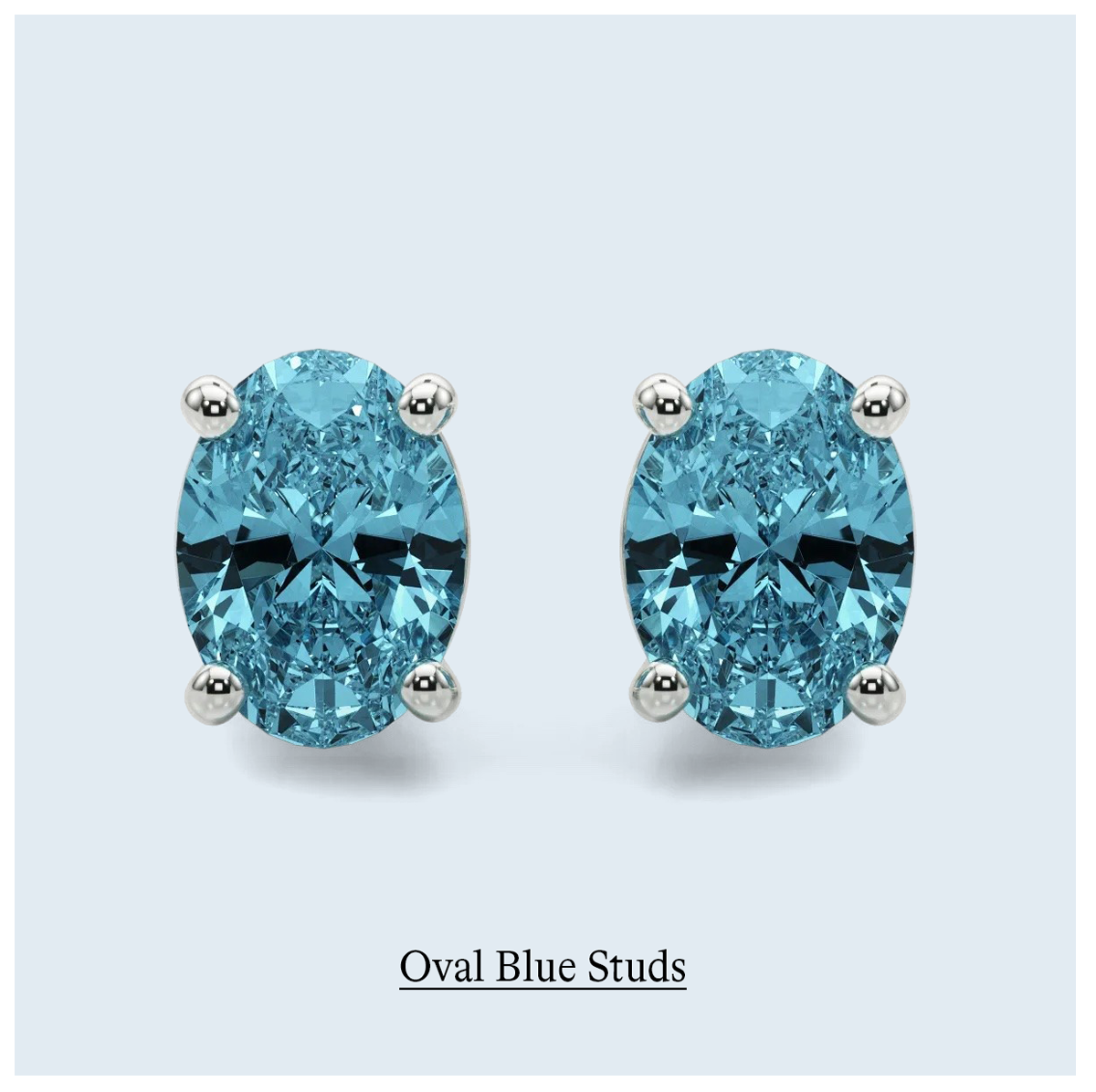 Oval Blue Studs