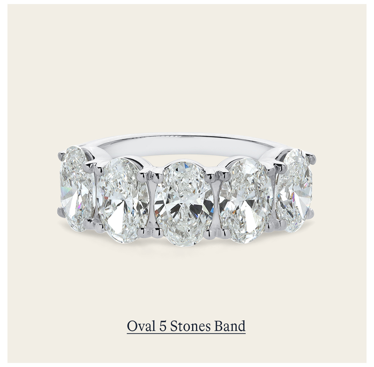 3 3/5 ct. Oval 5 Stones Band in 14k White Gold