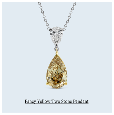 4 3/4 ct. tw. Fancy Yellow Pear Lab Grown Diamond Two Stone Pendant in 14K White and Yellow Gold