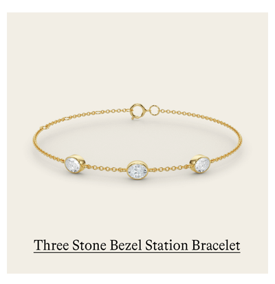Three Stone Oval Bezel Station Bracelet