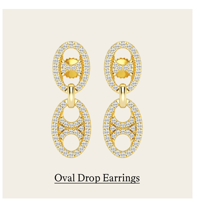Round Oval Shape Drop Earrings